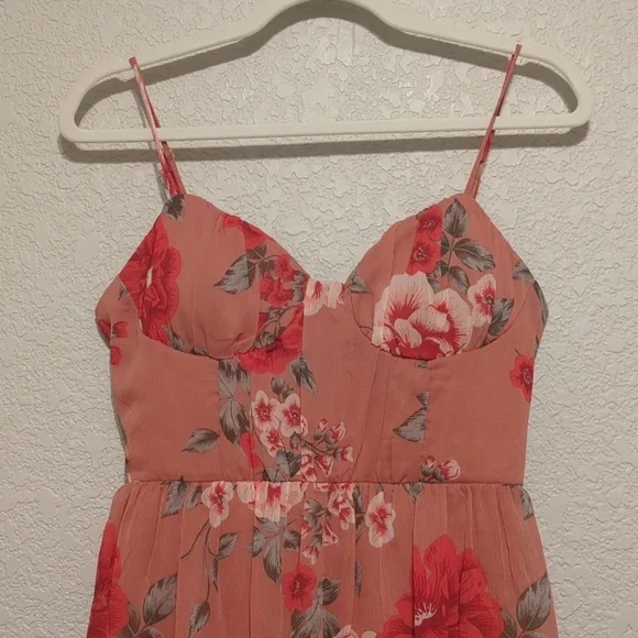 Crystal Doll pink floral sleeveless tiered ruffled maxi dress - Picture 5 of 12